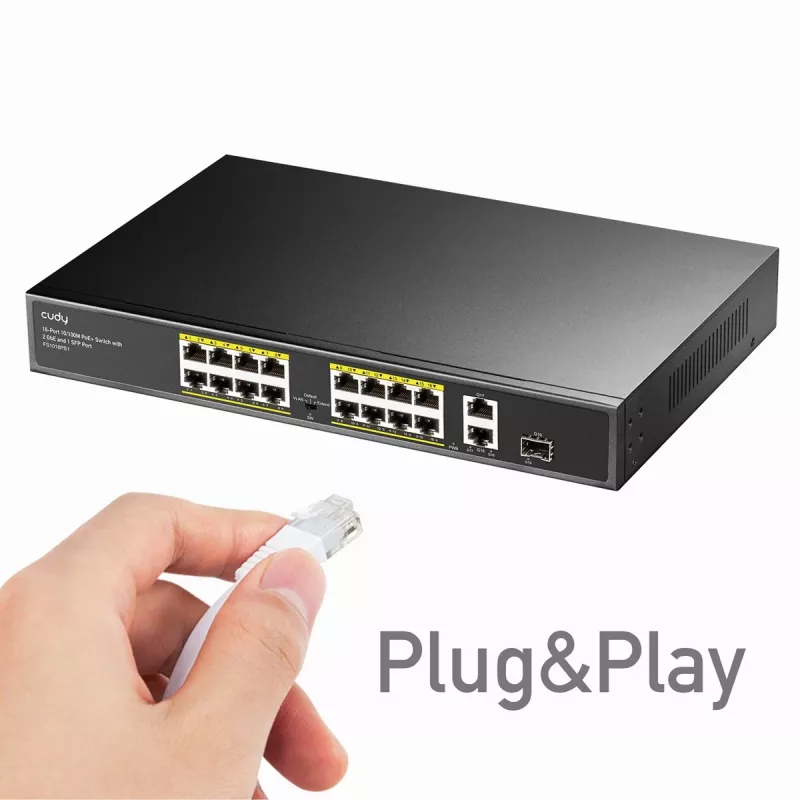 Cudy FS1018PS1 tīkla slēdzis ar 18 Fast Ethernet portiem un PoE