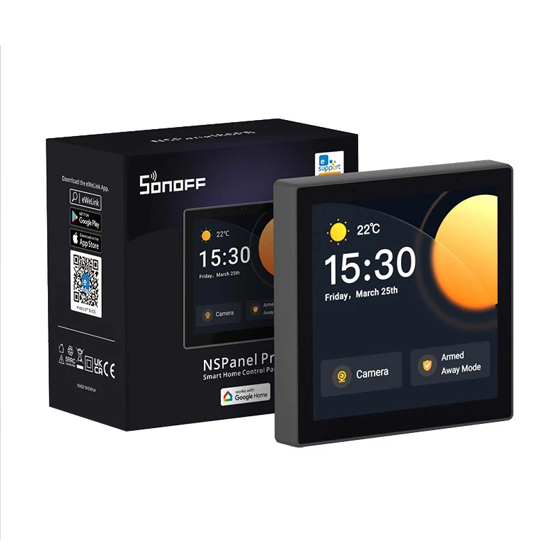 Pie sienas stiprināms viedais vadības panelis Sonoff NSPanel Pro — Wi‑Fi, Bluetooth, ZigBee atbalsts, modelis NSPanel86PB