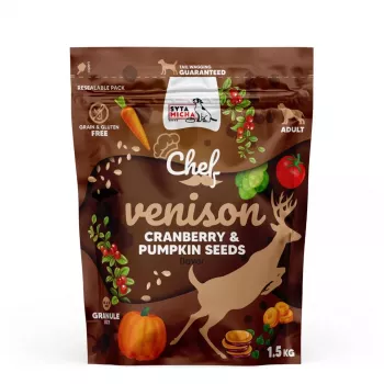 SYTA MICHA Chef brieža gaļa ar dzērvenēm un ķirbju sēklām - sausā suņu barība - 1,5 kg