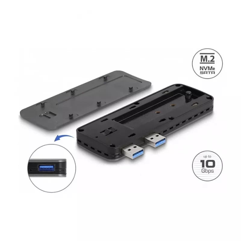SSD korpuss DeLOCK USB 3.2 Gen 2 priekš PlayStation5 M.2 NVMe bez instrumentiem