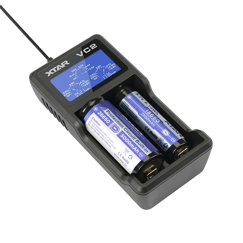 XTAR VC2 mājsaimniecības bateriju USB lādētājs