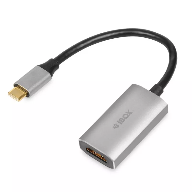IBOX USB-C uz HDMI adaptera kabelis, modelis IACFAK, USB-C (vīrišķais) uz HDMI (sievišķais), 4K 60Hz, taisni savienotāji, sudraba krāsā