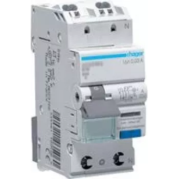 Hager noplūdes strāvas miniatūrs jaudas slēdzis 1P+N127V 6kA B-16A 30mA A tips QC (ADS917D)