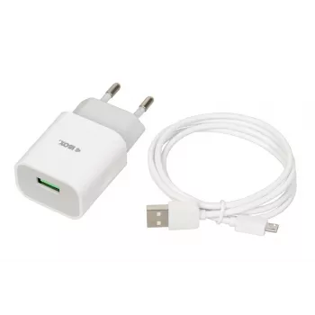 Strāvas lādētājs iBOX C-41 USB 2A, 1 USB ports, microUSB kabelis, Balts