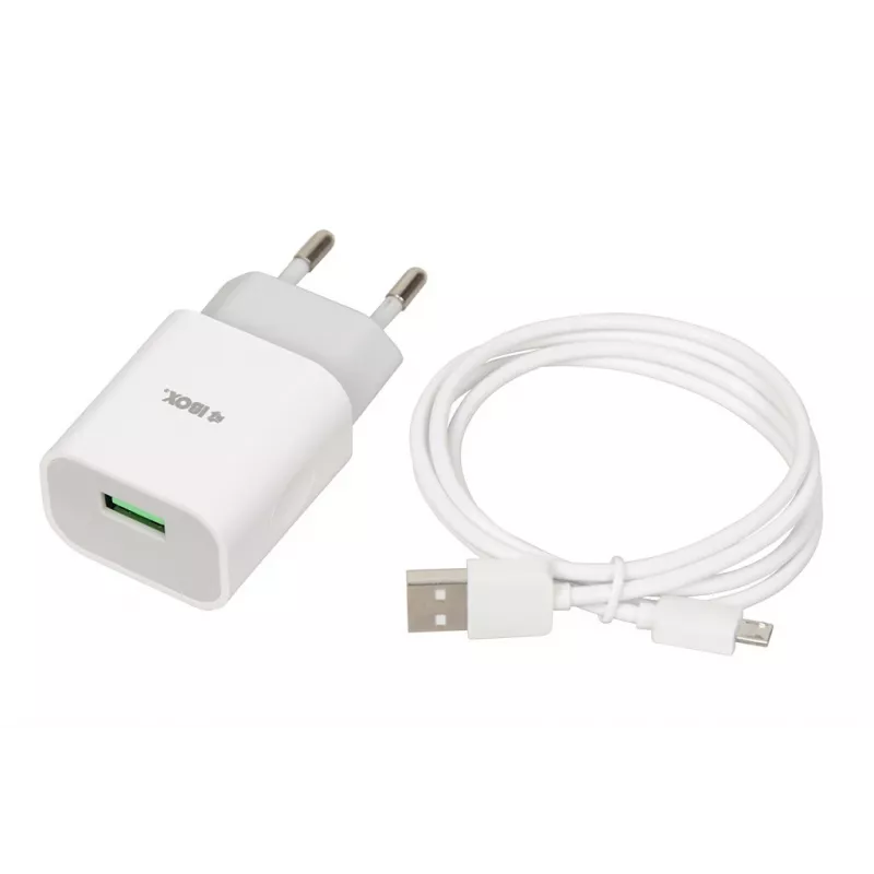 Strāvas lādētājs iBOX C-41 USB 2A, 1 USB ports, microUSB kabelis, Balts