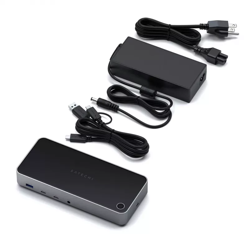 Satechi Triple 4K Display Wired Dock Melns Silver 4K Ultra HD 60 Hz