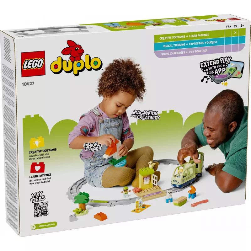 Rotaļu vilciena komplekts LEGO DUPLO Interaktīvais piedzīvojumu dzelzceļš 10427, 57 gab., 2 mini figūriņas, vecumam 2+