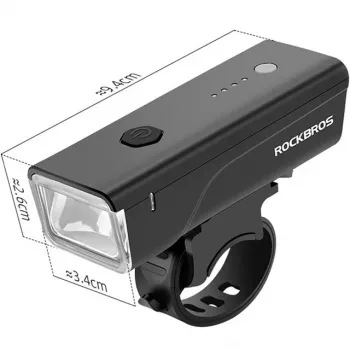 Rockbros velosipēda gaisma + USB-C–USB-A kabelis 260 lm melns
