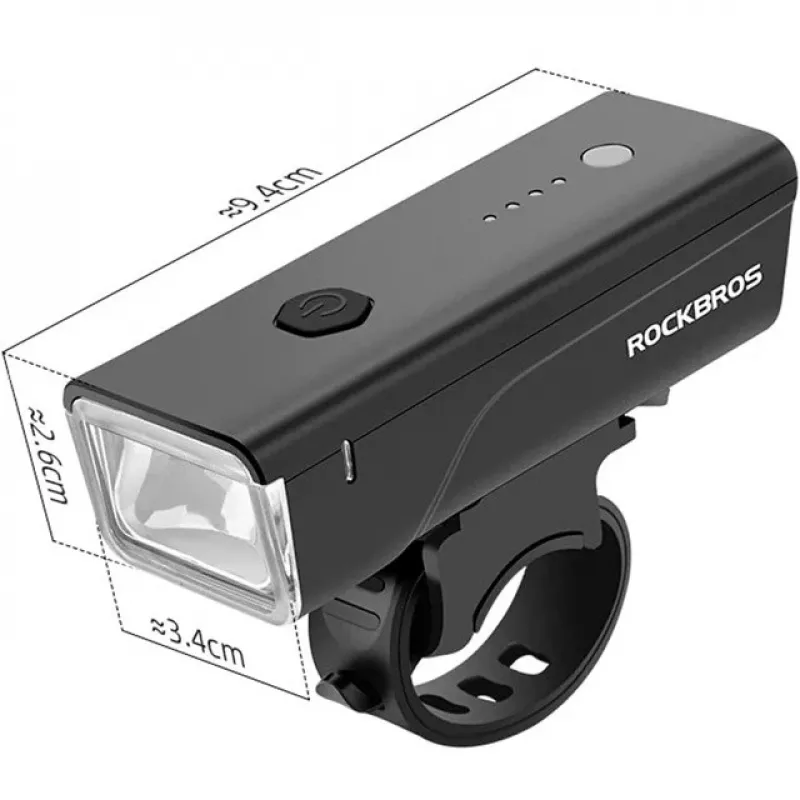 Rockbros velosipēda gaisma + USB-C–USB-A kabelis 260 lm melns