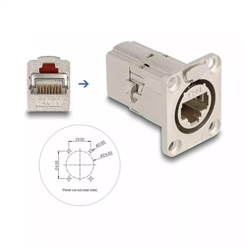 DeLOCK 67062 D-Type RJ45 Cat.6A STP iebūvētais savienotājs, metāla