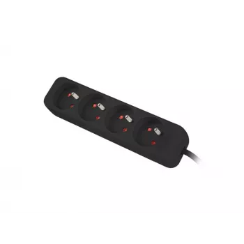 Lanberg, Pagarinātājs, PS0-04E-0150-BK Strāvas pagarinātājs ar 4 AC kontaktligzdām iekštelpām Melns (4x, CEE 7/5, 1,50m)