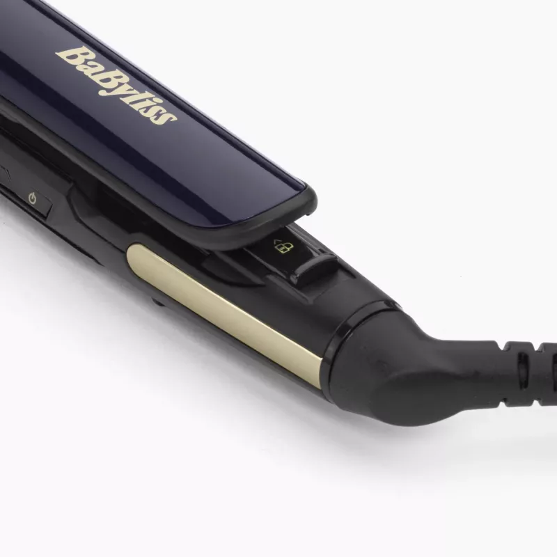 Matu taisnošanas gludeklis BABYLISS ST484E — Keramikas plāksnes, Warm tehnoloģija, 230V, 3,3m vads, Melns/Zelts