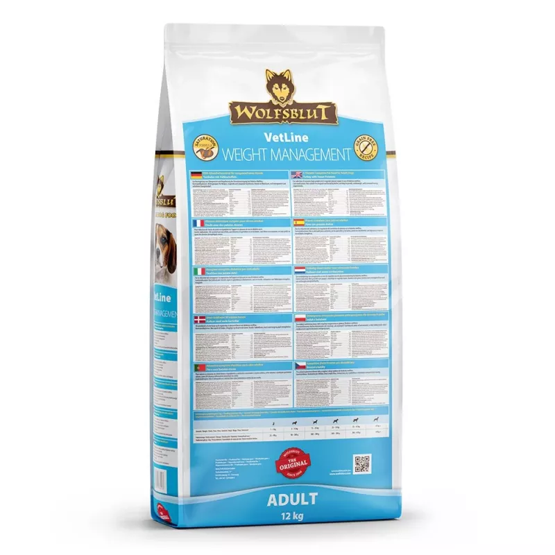 Sausā suņu barība Wolfsblut VetLine Weight Management Turkey — 12 kg, bez graudiem, 22% olbaltumvielu, 8% tauku