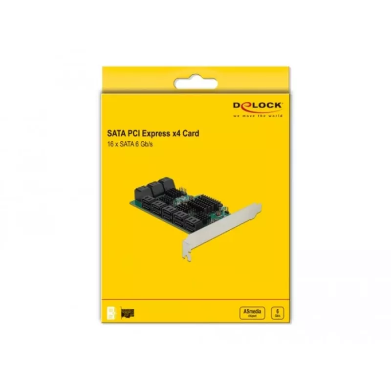 DeLOCK 16 port SATA PCI Express x4 karte 6 Gbit/s zaļa pelēka