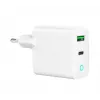 Tīkla barošanas bloks 220V GEMBIRD, universāls, 1 x USB Type-C PD 20W, 1 x USB-A 3.0 QC 18W, LED indikators, balts