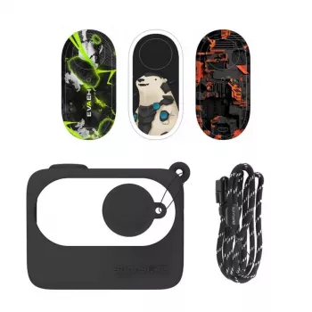 Sunnylife aizsargmacis Insta360 GO 3, melns, ar uzlīmēm — ciets pārnēsāšanas futrālis darbības kamerai un piederumiem