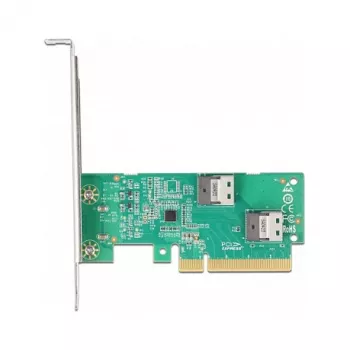 DeLOCK PCI Express 4.0 x8 karte uz 2 iekšējām SFF-8654 4i NVMe pieslēgvietām, zema profila
