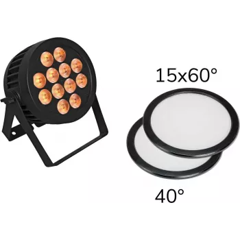 LED PAR gaisma EUROLITE 12x8W QCL 15x60° & 40° ar 2 difuzora diskiem