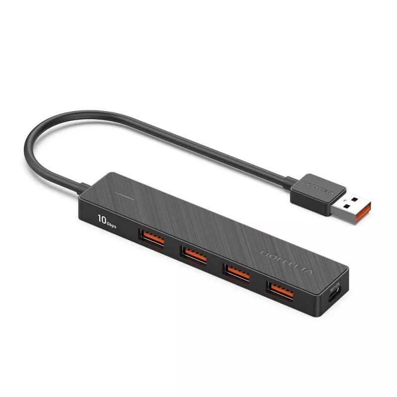 USB 3.2 Gen 2 5-in-1 Multiport Hub Vention CHOBB — 5 pieslēgvietas (4× USB 3.2 Gen 2 Type-A, 1× USB 3.2 Gen 1 Type-A), 0,15 m, ABS, melna
