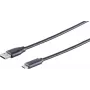 USB kabelis S/CONN 77143-1.0 USB 2.0 1 m USB C USB A Melns