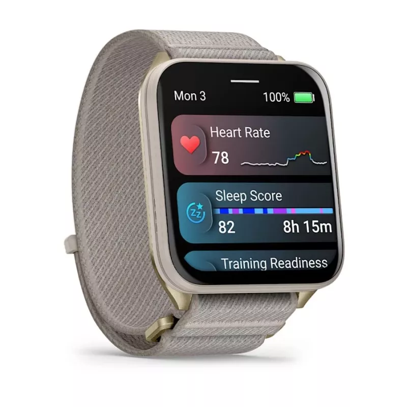 Viedpulkstenis GARMIN Venu X1 — 5,08 cm (2 collu) AMOLED 448×486 pikseļi, skārienekrāns, Wi‑Fi, GPS, neilona siksniņa, 34 g