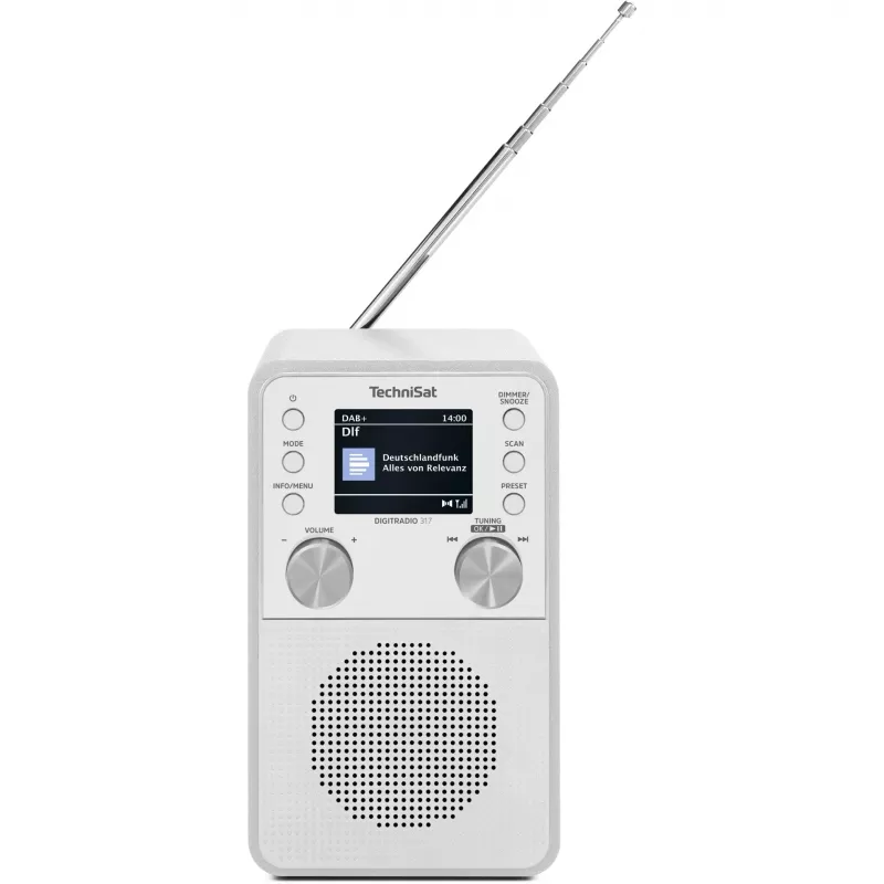 Digitālais radio TECHNISAT DigitRadio 317 Balts — FM un DAB+ uztveršana, kompakts galda dizains