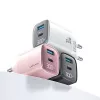 USB un USB-C 30 W GaN ātrais lādētājs usams CC229 balts — LED indikators, kompakts dizains