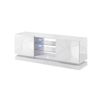 TV cabinet cama meble QIU 160 — MDF balta gloss, 1600×420×570 mm