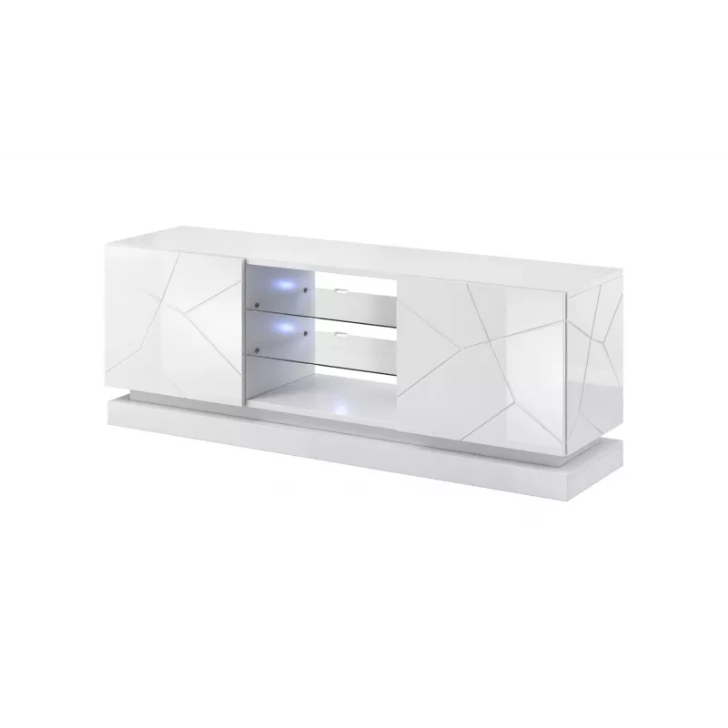 TV cabinet cama meble QIU 160 — MDF balta gloss, 1600×420×570 mm
