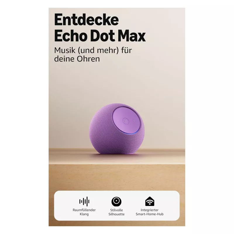 Amazon Echo Dot Max 2025 izlaidums - Ametists - Bluetooth (B0DKLDMHYB)