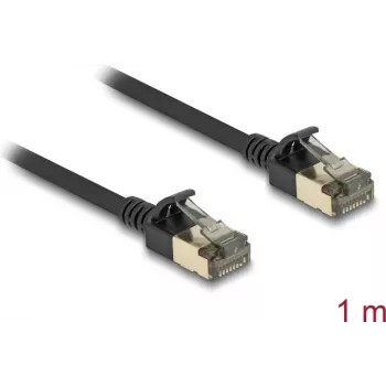 Tīkla kabelis DeLOCK RJ45 Cat.8.1 F/FTP plāns Pro 1m Melns
