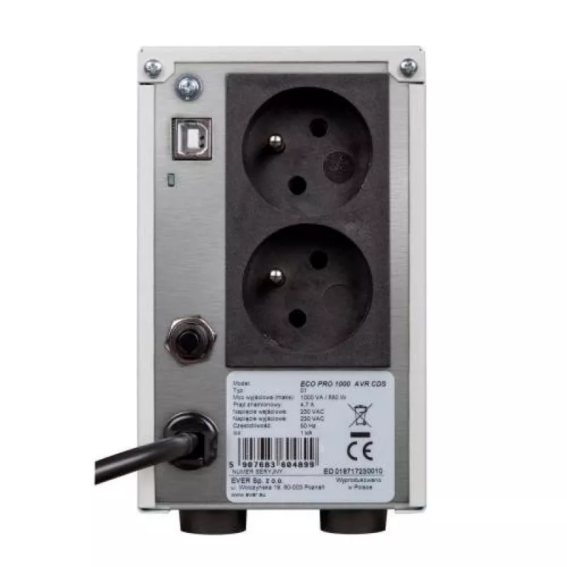 Ever ECO PRO 1200 AVR CDS UPS 1.2 kVA 780 W 2 maiņstrāvas rozetes