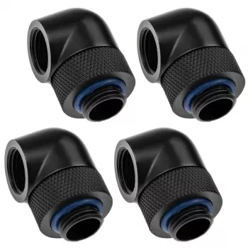 Adapter 90° G1/4 collas vīrišķais pret G1/4 collas sievišķo grozāms, XSPC, melns, 4 gab.