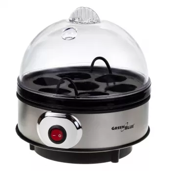 Olu vārītājs GreenBlue GB572 elektriskais olu tvaicētājs 400W, ietilpība 7 olas, sudraba krāsa, regulējama cietība