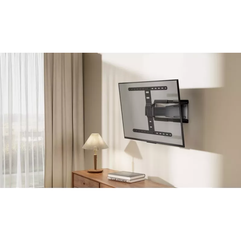 Pilnas kustības TV sienas stiprinājums GEMBIRD WM-90ST-02 43–90 collu ekrāniem, šarnīra kronšteins, VESA 100x200–600x400, kravnesība 50 kg