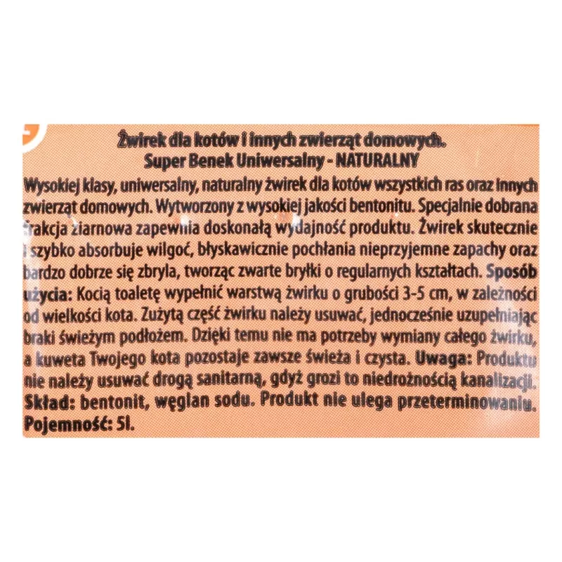 SUPER BENEK UNIVERSAL Kaķu pakaiši bentonīta granulas Dabīgi 5 l