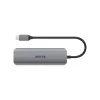 USB centrmezgls Unitek P5+ — 5 porti (4 × USB 3.2 Gen 2 Type-A), USB 3.2 Gen 1 resursdators, 5 Gbit/s, 10 W PD, alumīnijs, pelēks