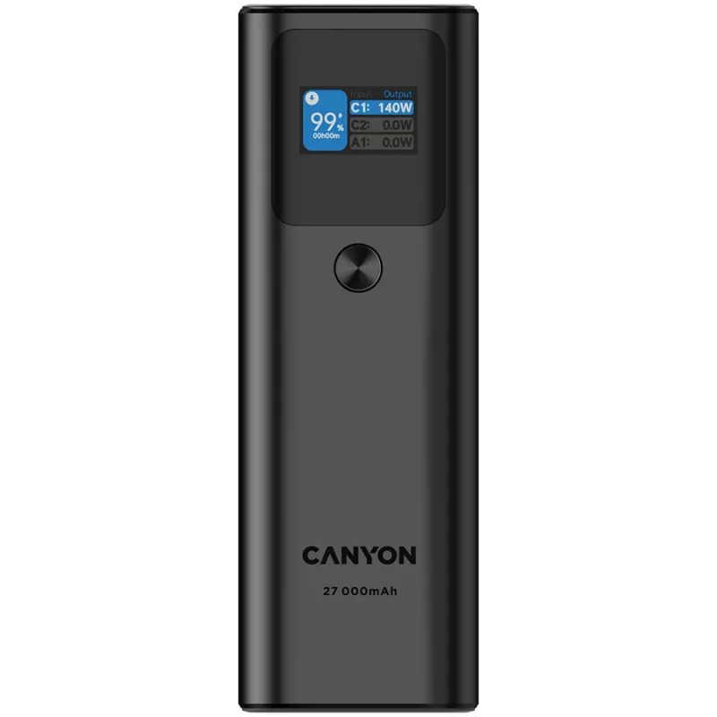 Canyon PB-2010 - Powerbank - Li-Pol - 27.000 mAh - Digitālais displejs - 2xUSB-C + 1xUSB-A - Jauda