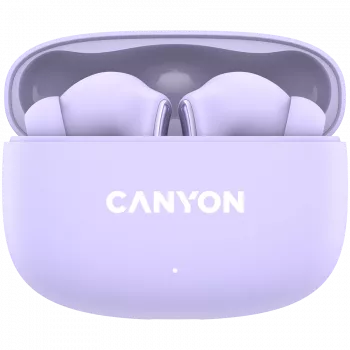 Canyon TWS-9 CNS-TWS9P Austiņas – patiesi bezvadu – Bluetooth 5.4 – Iekšauss – 6h + 30h darbības laiks – USB-C uzlādes futrālis – Skārienvadība – ceriņkrāsa