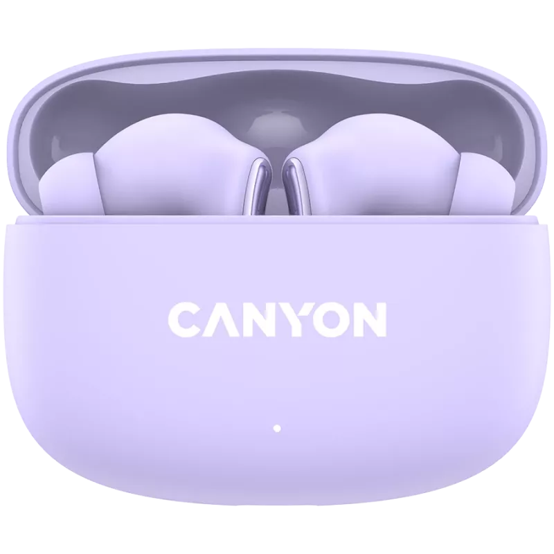 Canyon TWS-9 CNS-TWS9P Austiņas – patiesi bezvadu – Bluetooth 5.4 – Iekšauss – 6h + 30h darbības laiks – USB-C uzlādes futrālis – Skārienvadība – ceriņkrāsa