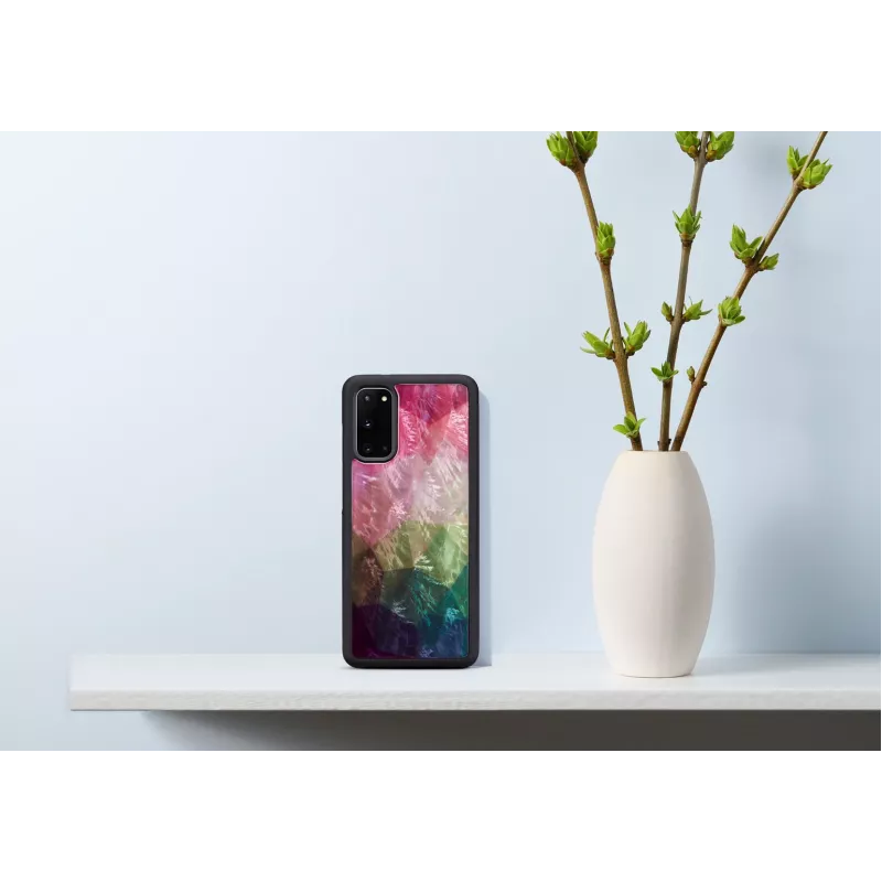 Aizsargājošs tālruņa maciņš iKins Samsung Galaxy S20 — ūdensziedu raksts, melns