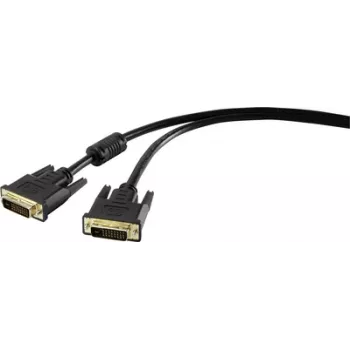 DVI kabelis Renkforce 1404065, 1,80 m, melns, 24+1 kontakti