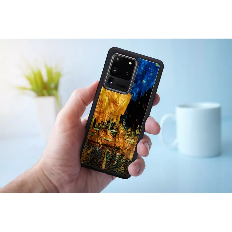 Telefona maciņš iKins Samsung Galaxy S20 Ultra — melns, modelis 'Cafe Terrace'