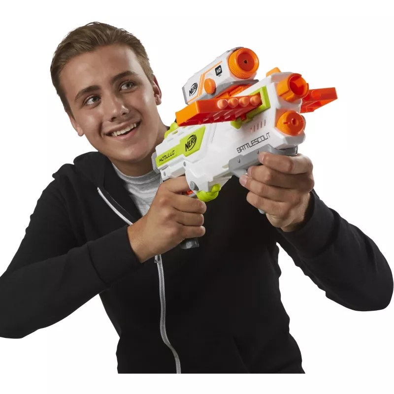 Rotaļu ierocis HASBRO Nerf BattleScout ICS-10 FFP B1756F030 – putuplasta šautriņu ierocis, vienšāviena, taktisks sliede