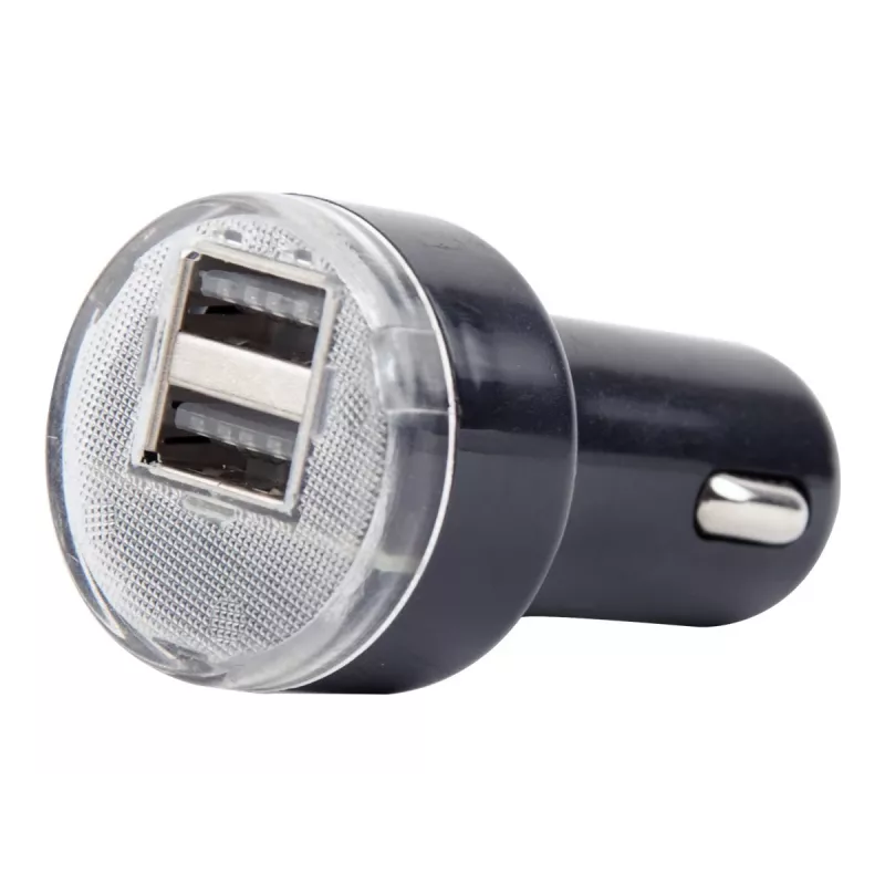 Auto lādētājs Gembird EG-U2C2A-CAR-02, 12–24 V ieeja, 5 V/2,1 A izeja, 2 × USB 2.0, melns