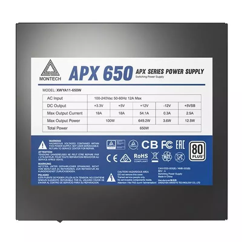 Montech APX650 barošanas bloks 650 W 20+4 pin ATX ATX Melns