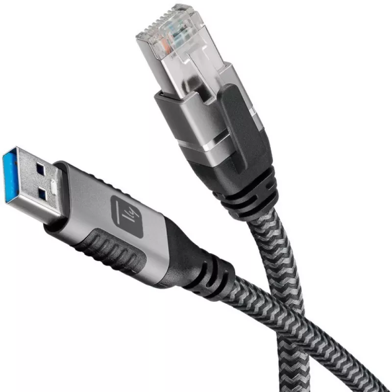 Techly ICOC U3A-RJ45-010 tīkla kabelis Melns, Sudrabs 1 m Cat6 F/UTP (FTP)