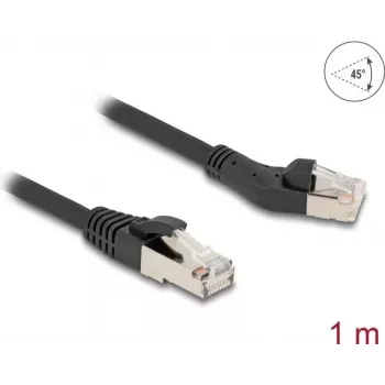tīkla kabelis DeLOCK RJ45 Cat.8.1 45° left leņķveida to taisns 1m Melns
