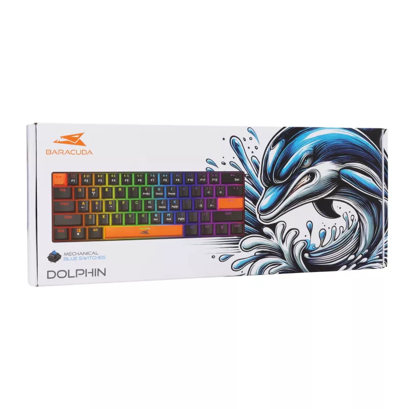 Mehāniskā tastatūra Baracuda Dolphin Melns US izkārtojums ar zilajiem slēdžiem
