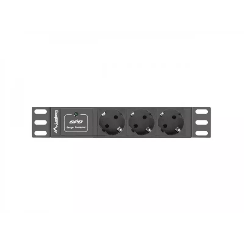 Lanberg PDU-03F-0200-BK Stromverteilereinheit (PDU) 1U Melns 3 AC-Outputs (PDU-03E-0200-IEC-BK)